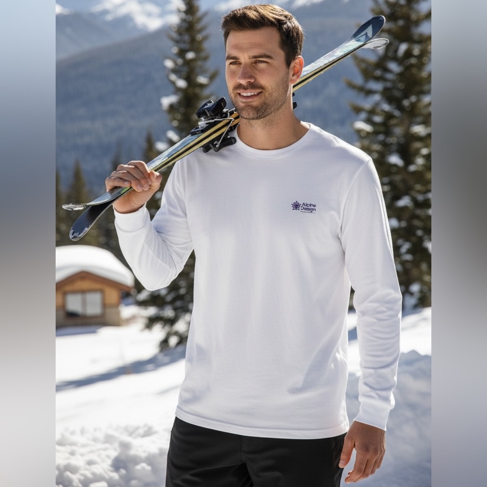 New Men’s Alpine Design organic UPF 30 white long sleeve top